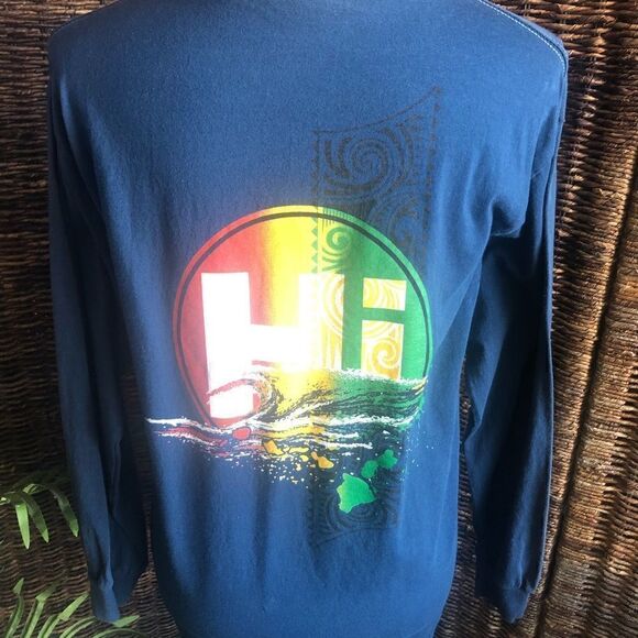 Hawaiian Legends Blue Long Sleeve Crewneck Shirt Size Medium - Picture 9 of 12